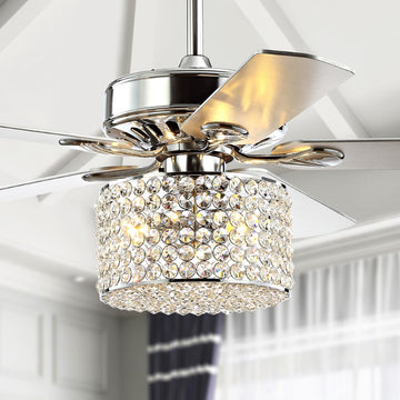 Brandy 52" Crystal Prism Drum LED Ceiling Fan With Remote - JONATHAN Y